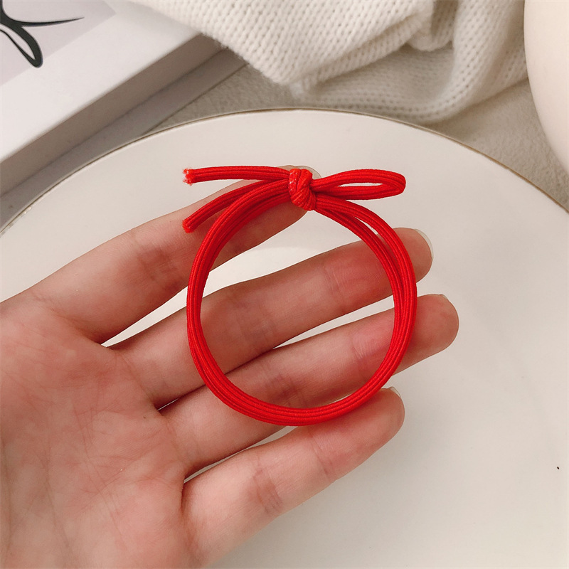 Año Nuevo chino rojo rojo anillo de pelo del intestino delgado temperamento simple correa de cabello de correa de cabello de mujer cuerda bola de cabello adornamiento de cabello