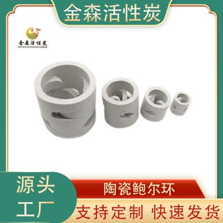 厂家现货耐高温陶瓷鲍尔环 浓硫酸反应塔惰性陶瓷鲍尔环化工填料