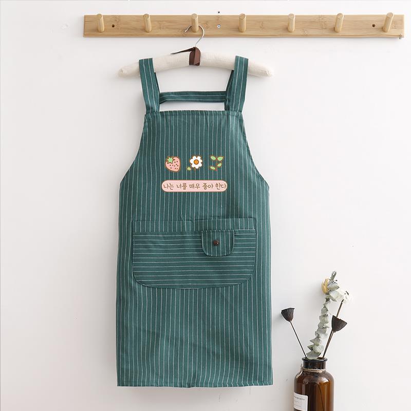 단층 서스펜더 스트라이프 코리안 플라워 그린