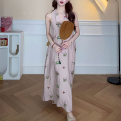 法式气质v领宽松慵懒风连衣裙2025夏季新款无袖背心长裙裙子女装