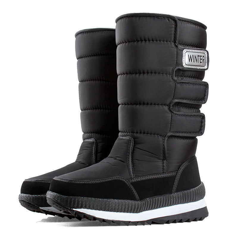 Northeast Snow Boots Men's Cotton Shoes Warm Winter Fleece-lined Thickened High-top Waterproof Non-slip Men's Shoes Black Large Size