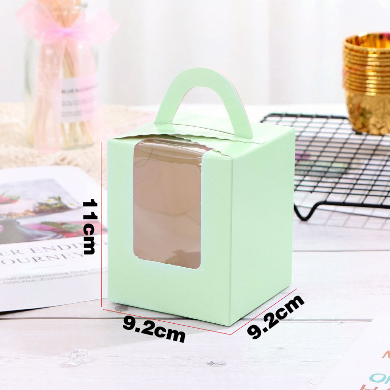 Caja de cupcake portátil cupcake transparente ventana pequeña taza de pastel de la tarde té tarta caja de embalaje de postre