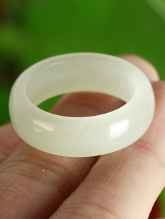 Xinjiang Hetian Jade Ring Female White Jade Ring Ring Natural Jade Ring Jade Ring Circle Blue Baldling True Jade Ring Men