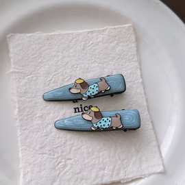 2025新款精致蓝色晕染细闪侧边夹发夹女可爱小狗发饰刘海小夹子