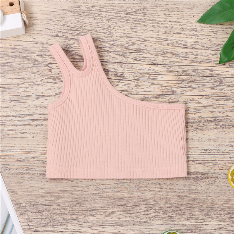 Chaleco DE LOS NIÑOS transfronterizos camisola de verano moda europea y americana casual de color sólido de algodón cuello redondo de la muchacha
