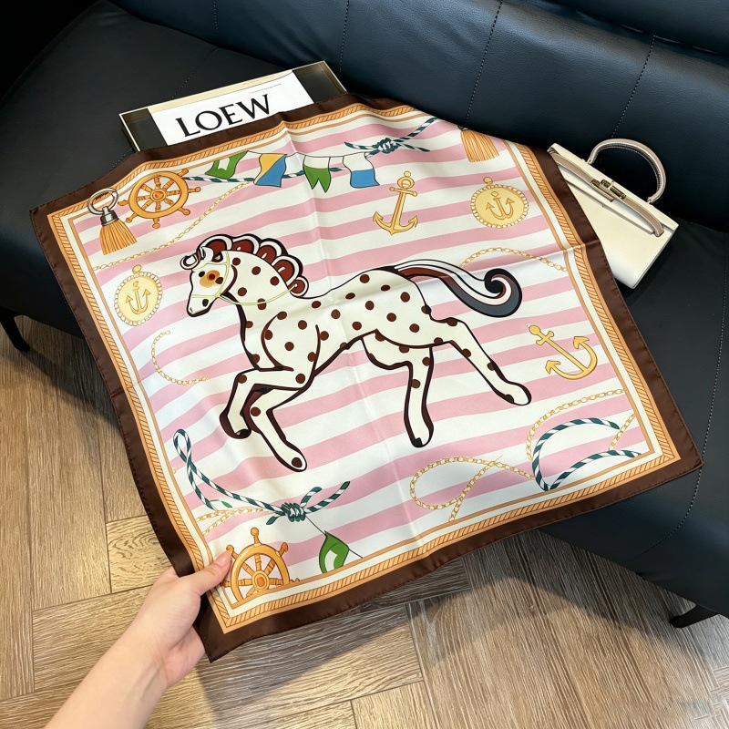 Colección 70*70 nuevo estilo bufanda de seda azul sensación de alta calidad imitación bufanda cuadrada de seda moda todo-fósforo bolsa atada bufanda de pelo