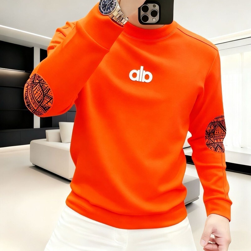 Men's American-style, cool and stylish printed long-sleeve sweatshirt, 2026 spring/autumn collection, slim-fit base layer