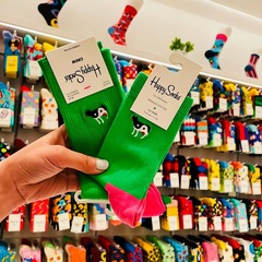 HappySocks彩色襪子女春秋ins潮糖果色雙針刺繡中筒外穿街頭潮襪