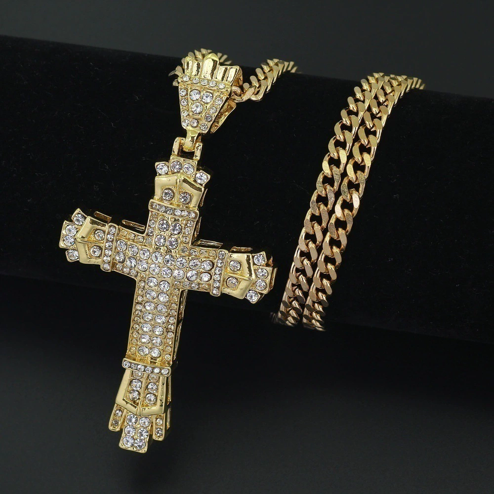 Popular Hip Hop Cross Necklace Hot Selling Diamond Pendant Style Men's Necklace