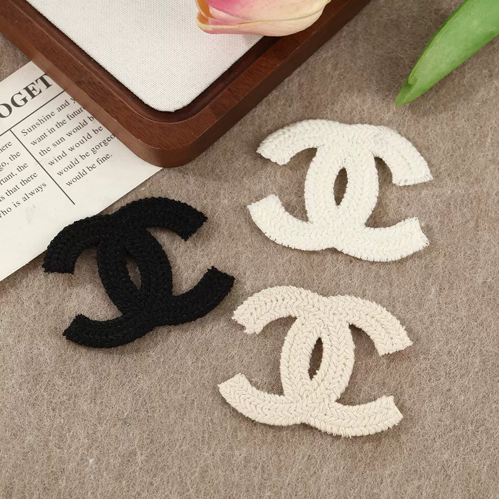 小香风双C标志布贴时尚潮流织唛刺绣补丁贴衣服包包DIY纺织辅料