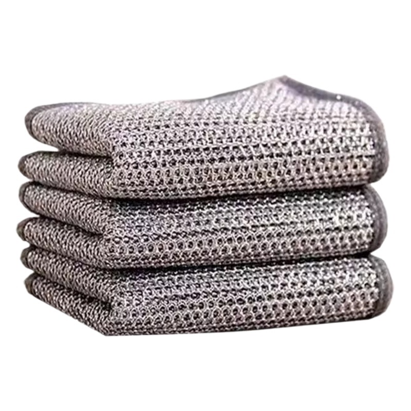 Steel wire dish cloth daily cleaning cloth mesh non-stick oil rag kitchen stove dish washing pot cleaning cloth decontamination
