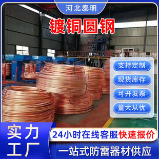 Copper-Plated Round Steel, Copper-Clad Steel Round Wire, Copper-Plated Round Wire, Lightning Protection Grounding, Copper-Clad Steel Grounding Electrode, Copper Rod, Lightning Protection Vertical