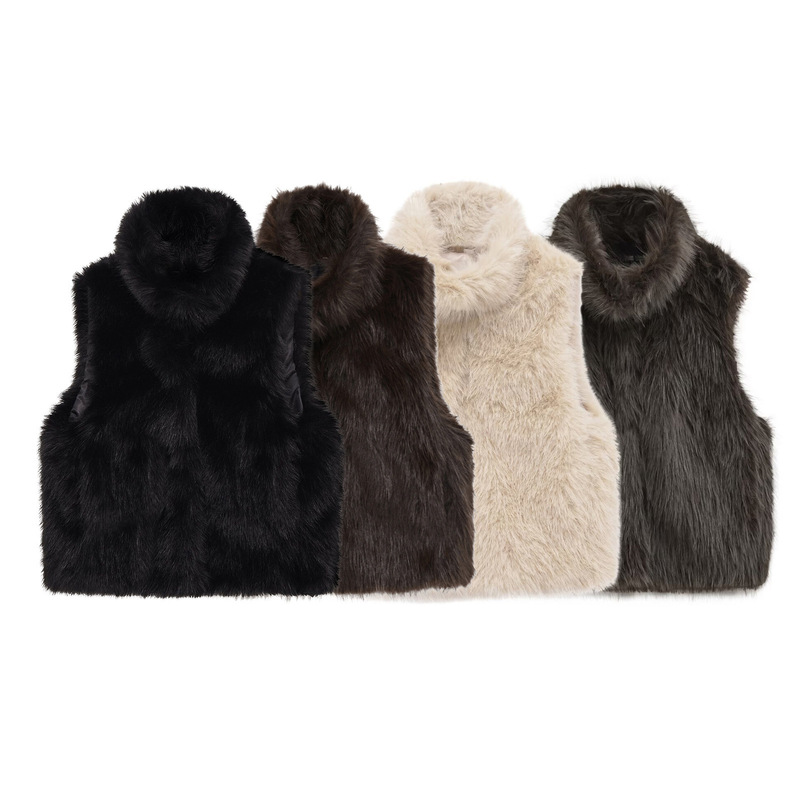 Pb&Za Women's 2025 Autumn New European and American Style Fashion Artificial Fur Effect Vest Vest 1255726