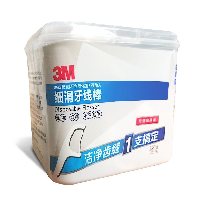 3M超细滑牙线棒台湾薄荷家庭装牙线棒150支