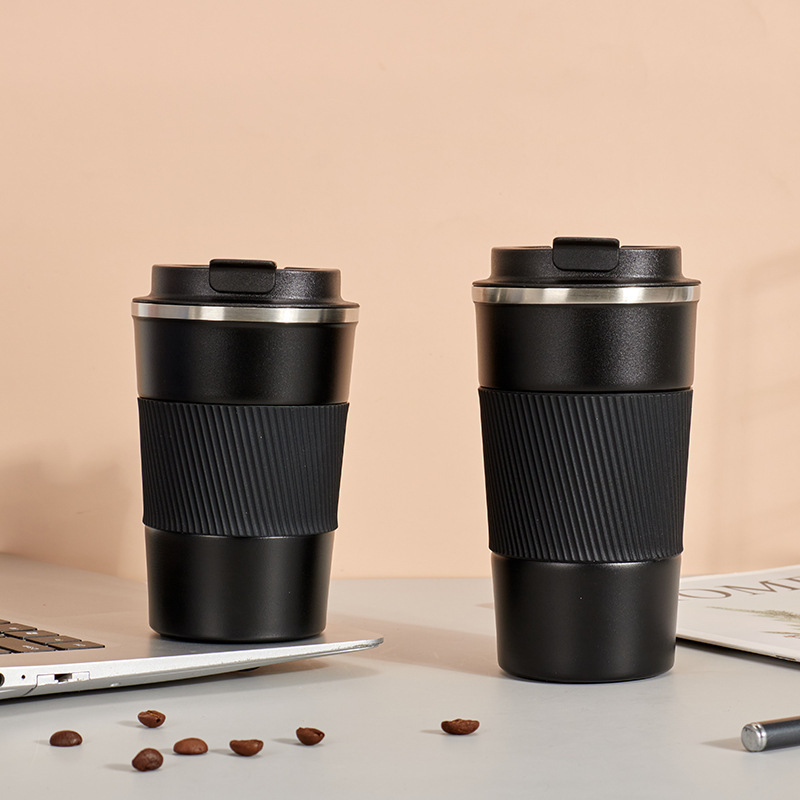 Taza de café de cuero 380ml negra