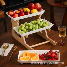 跨境竹制水果盘收纳架家用客厅多层零食置物架摆放架客厅收纳