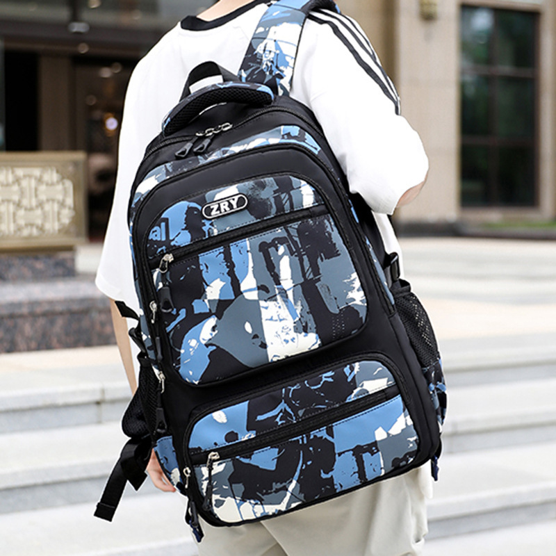 New Backpack Men's Backpack Junior High School Student School Bag Graffiti Printing Large Capacity Spine Protection and Burden Reduction High-Value School Bag New Backpack Men's Backpack Junior High School Student School Bag Graffiti Printing Large Capacity Spine Protection and Burden Reduction High-Value School Bag