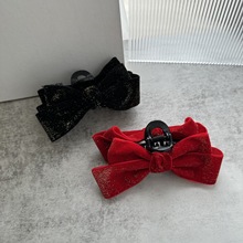 在逃公主蝴蝶结抓夹闪亮圣诞节蝴蝶结发饰女丸子头头顶抓夹