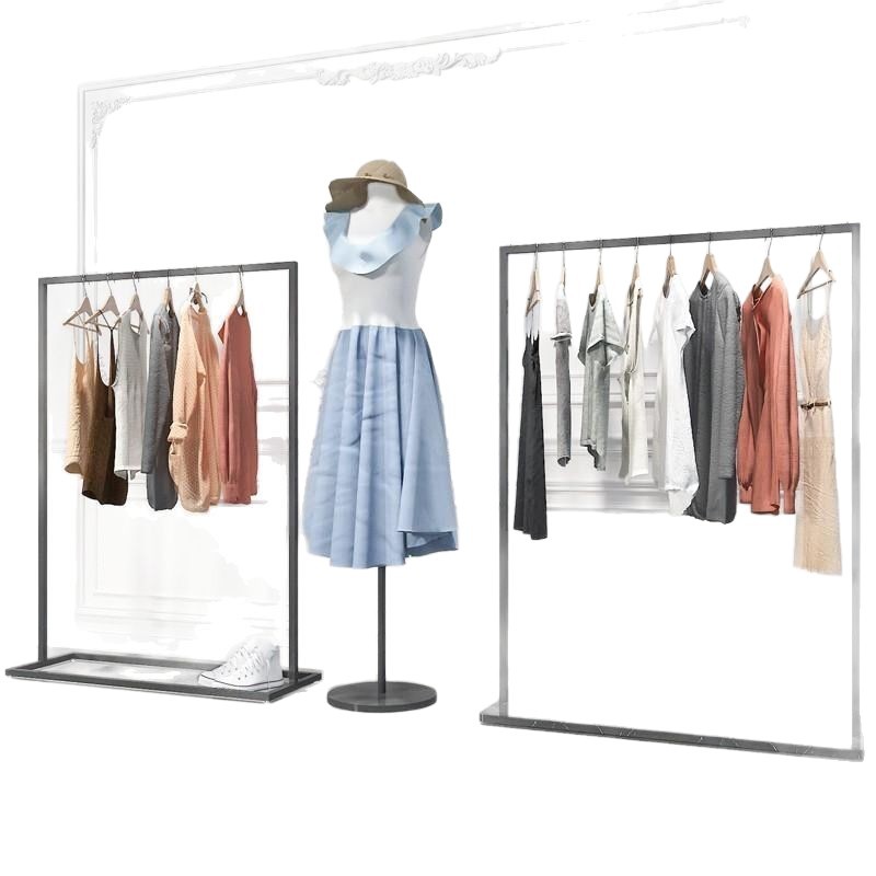 Tienda de ropa de mujer simple Zhongdao estante de exhibición para la venta de ropa tipo de piso estante de exhibición medio