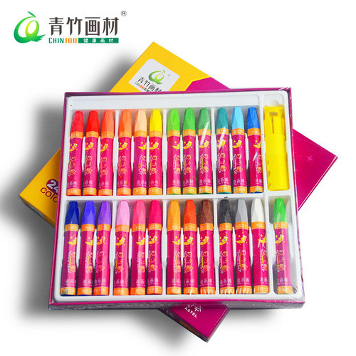 Green bamboo oil pastel moon ship moon spaceship 24 colors children's crayon brush art training students for painting and graffiti