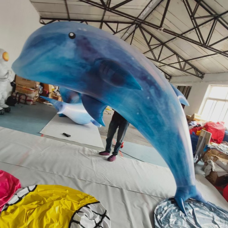 海洋生物充气鲸鱼鲨鱼悬挂海豚闭气章鱼水母卡通气模商场中庭美陈