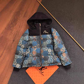 25ss冬季新款福神EVISU男士满地织锦拼布标志刺绣休闲棉服外套韩