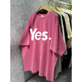 Foreign Trade Cut Label Last Order Withdrawn from Counter ~ Niche Trendy Brand Letter Print Loose Unisex Pure Cotton Short-Sleeve T-Shirt
