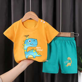 儿童夏季套装纯棉新款宝宝短袖短裤男童衣服2024婴儿套装加工定制