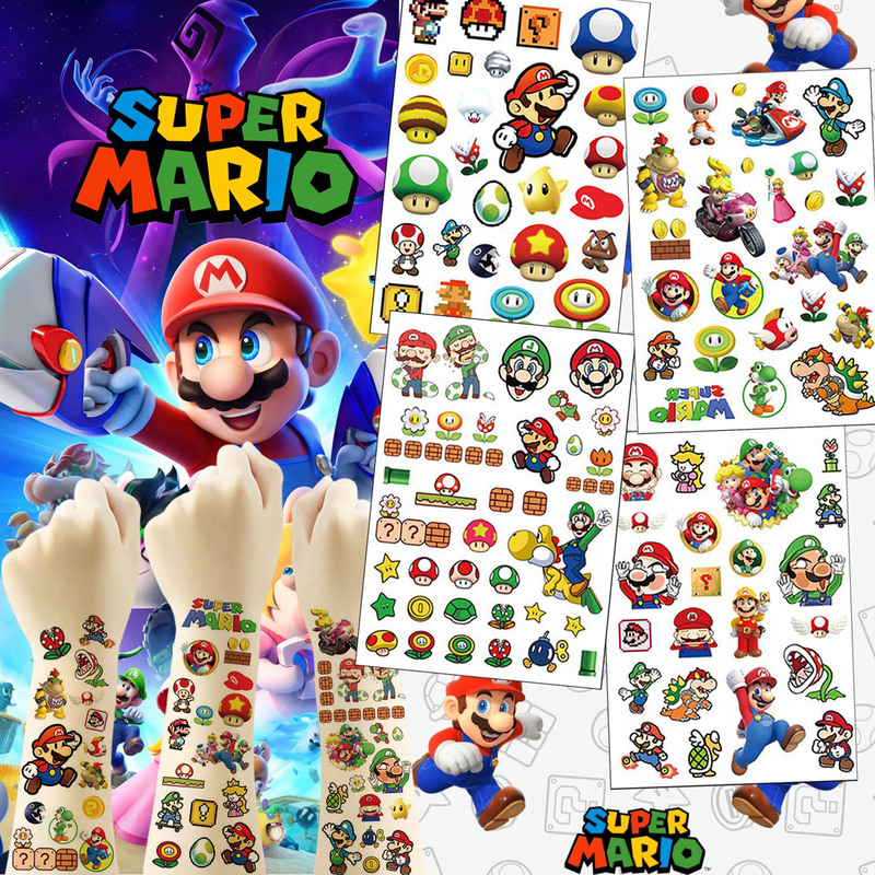 4-Pack Super Mario Water Transfer Glow-In-The-Dark Tattoo Stickers, Popular Cross-Border Item, in Stock on Amazon Tktemu 4-Pack Super Mario Water Transfer Glow-In-The-Dark Tattoo Stickers, Popular Cross-Border Item, in Stock on Amazon Tktemu