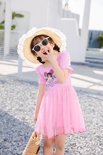 Children's unisex one-piece summer dress Korean style stylish little girl princess dress cute baby swimsuit