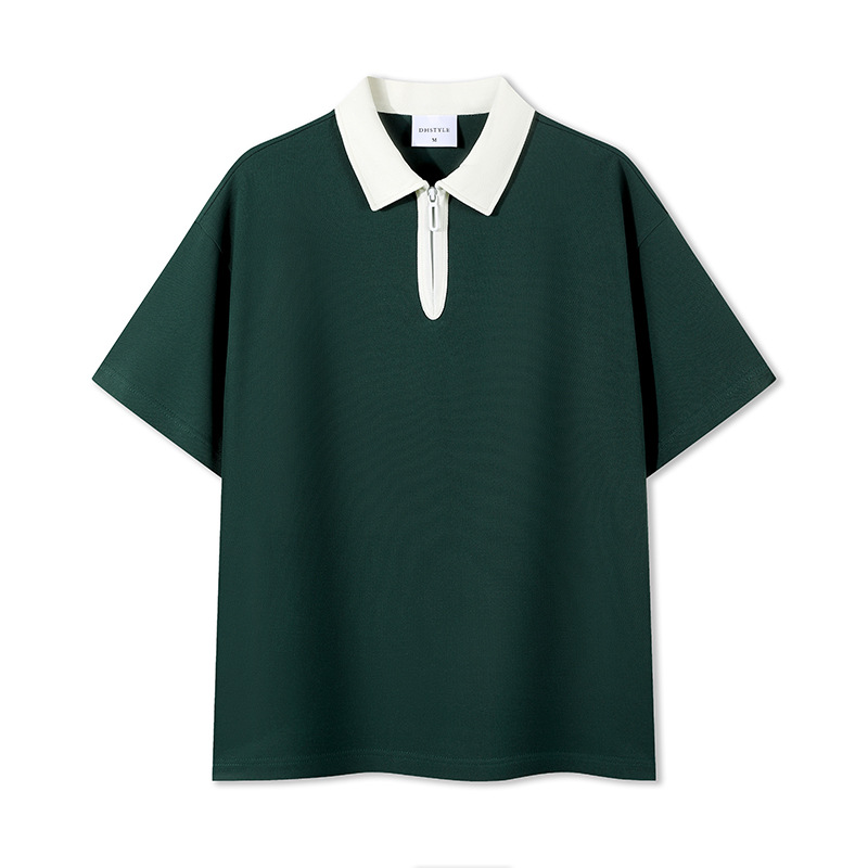 Semia cremallera color poliéster algodón empresa ropa de trabajo ropa deportiva con solapa camiseta de polo de manga corta personalizada