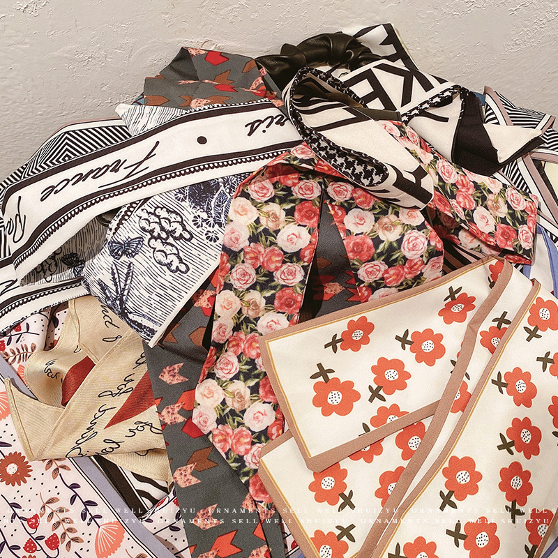 Frase flotante bufandas de seda arco tocado de cabello de flores femeninas cuerdas de cabello detrás de la cabeza de la cola de caballo cuerdas de cabeza