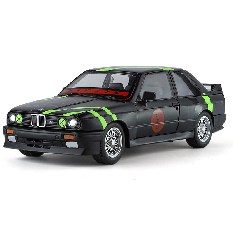 (2개) WEILI 합금 자동차 모델 1:24 BMW M3 는 머리카락을 대신하여 꽃 버전 소리와 가벼운 장난감 럭셔리카 로고 음향 효과 모델 장식품을 뒤로 당깁니다.
