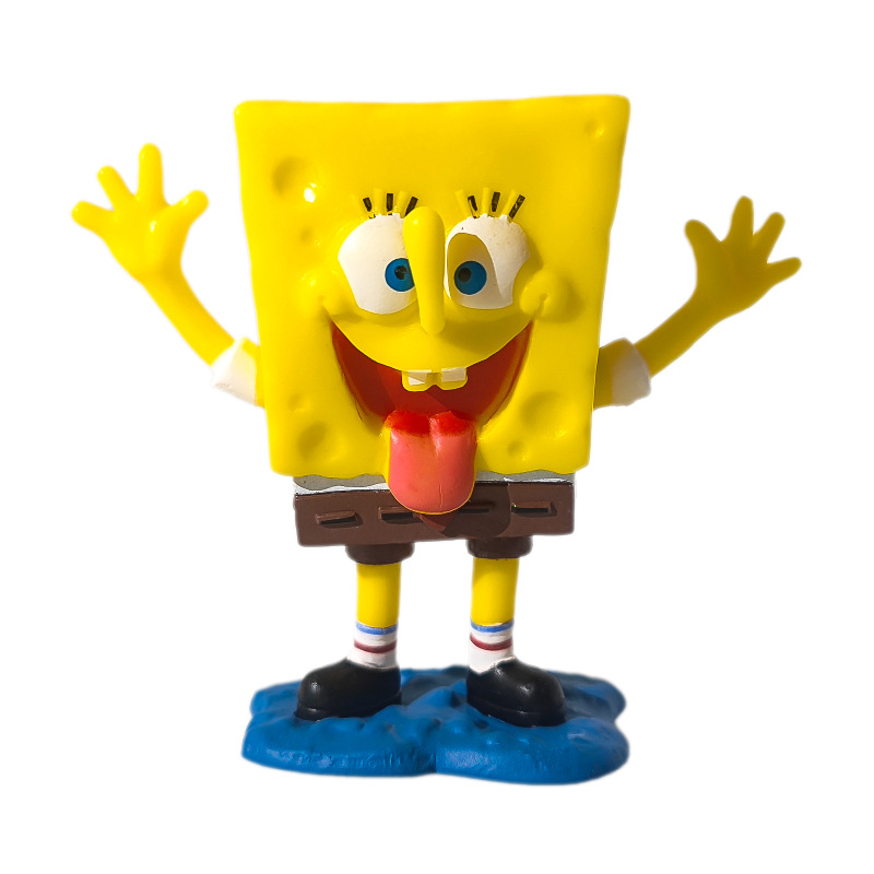 Nuevo producto 12 lindo cangrejo fuerte esponja juego de marea decoración acuario decoración dibujos animados Bob Esponja pastel estrella