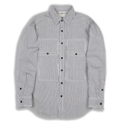 OKONKWO WESTERN SHIRTS阿美咔叽竖条纹工装衬衫大口袋牛仔衬衣