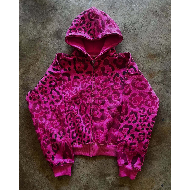 Y2K Animal Print Zip-Up Hoodie – Unisex Streetwear Jacket With 3D Embossed Design | Retro Futurism & Hip-Hop Fashion_viptrois.com