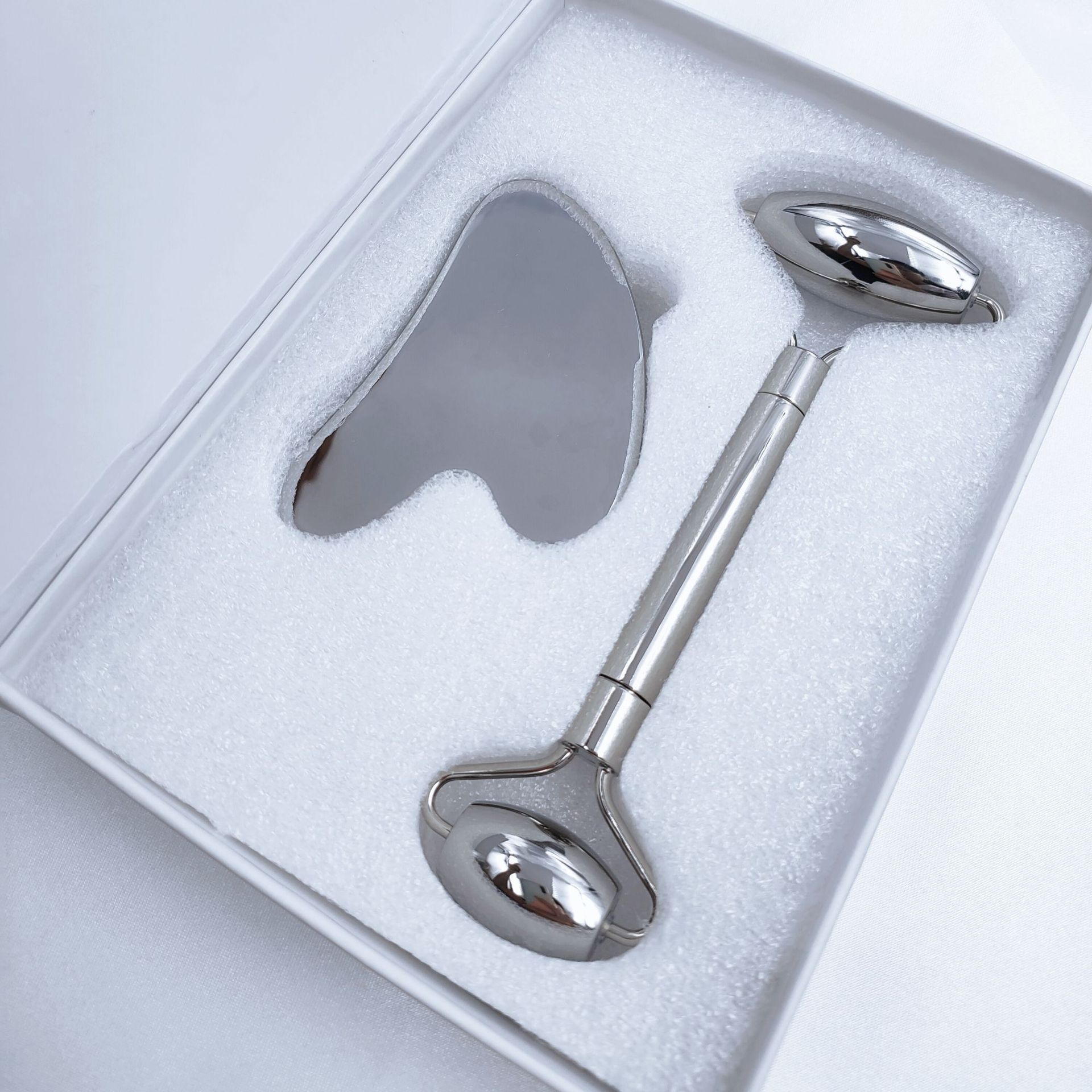 304不鏽鋼滾輪按摩棒 心形刮痧板按摩儀套裝 美容棒按摩護膚工具