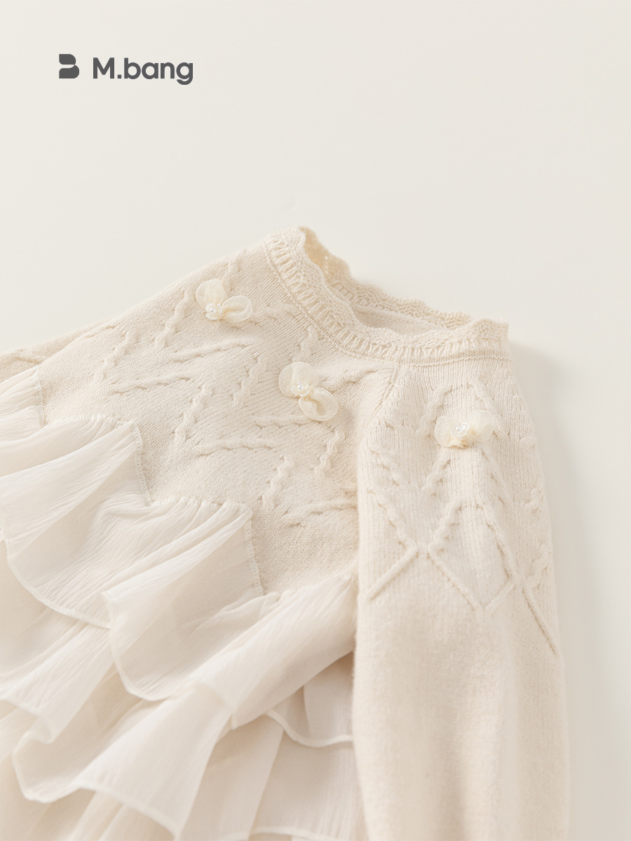 Yoobao ropa infantil suéter de niñas 2026 primavera nuevo niño chaqueta de encaje camisa de punto de punto de bebé