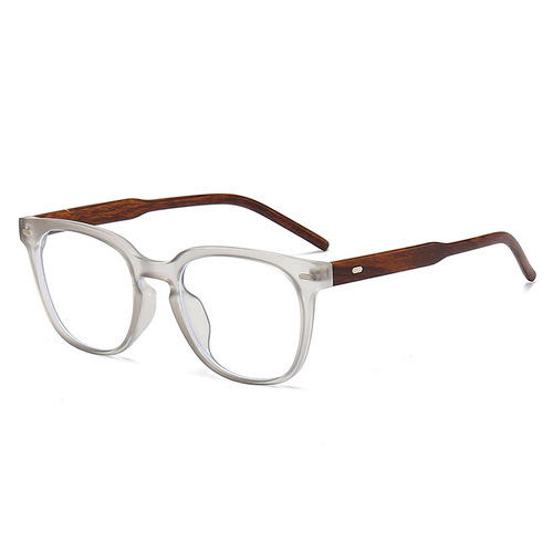 New TR90 spike round frame retro wood grain leg Xiaohongshu style anti-blue light glasses unisex trendy