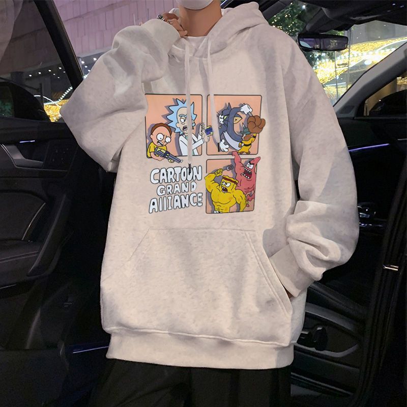 Printed Spongebob Loose Tom and Jerry Co-Branded Tops, Sweatshirts, Men's and Women's Casual Clothes, Jackets, Fleece-Lined to Heattech Printed Spongebob Loose Tom and Jerry Co-Branded Tops, Sweatshirts, Men's and Women's Casual Clothes, Jackets, Fleece-Lined to Heattech
