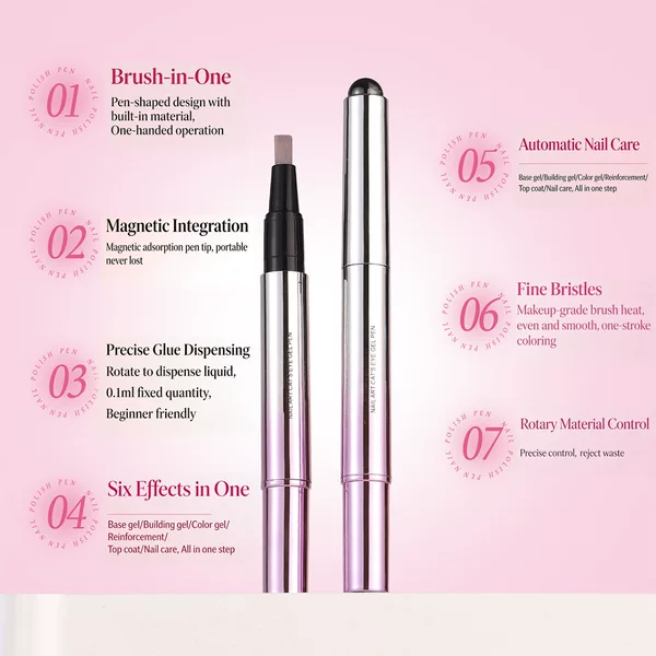 Nude Color Ice-Transparent Dynamic Cat Eye Magnetic Nail Gel Pen All-In-One Construction Nail Polish for Lazy People, New Cross-Border Model