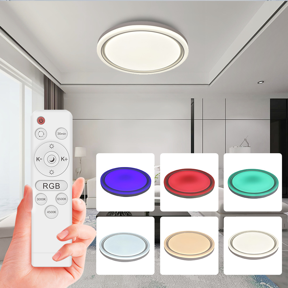 WIFI涂鴉圓形RGB吸頂燈適用室內(nèi)燈飾照明簡約大氣LED臥室燈客廳燈