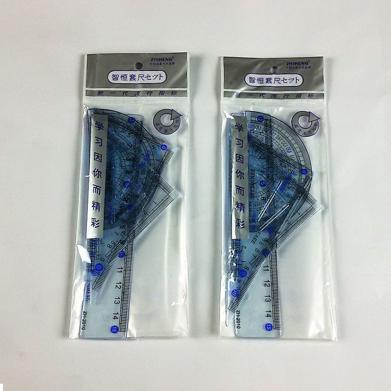 Set of rulers for student drawing, ruler, set square, protractor, 4 pieces of rulers