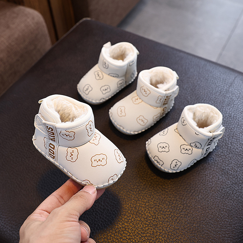 Winter New Baby Snow Boots Boys and Girls Children fleece-lined Cotton Shoes Warm Soft Bottom 0-1 Year Old Baby Toddler Shoes 6