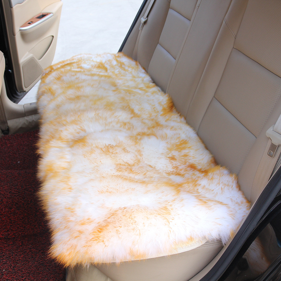 Pure Wool Car Seat Cushion Without Backrest Three-Piece Set Front and Rear Single Piece Square Cushion Fur Integrated Whole Goatskin Fur Cushion
