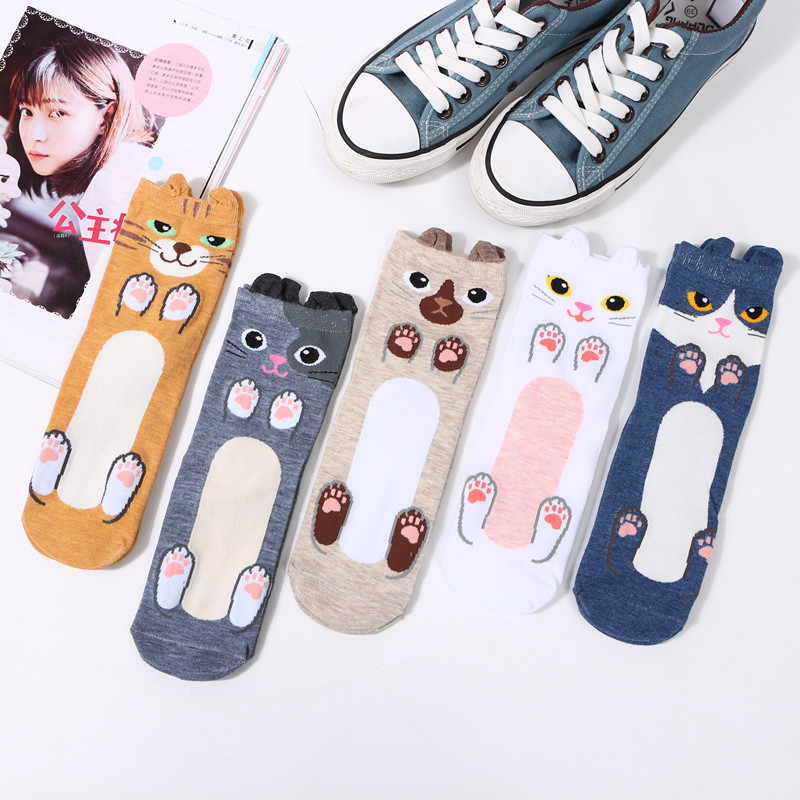 Women's Funny Dog Cat Socks Animal Women's Socks Cross Border Cotton Casual Cat Cartoon Christmas Gift Medium Novelty