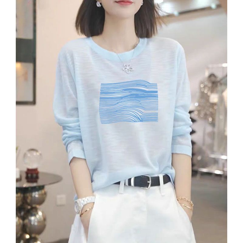 Right-Shoulder Snowflake Cotton Long-Sleeve T-Shirt for Women, Fashionable and Versatile, Thin Sun-Protective Clothing, 2026 New Model for Summer and Autumn Right-Shoulder Snowflake Cotton Long-Sleeve T-Shirt for Women, Fashionable and Versatile, Thin Sun-Protective Clothing, 2026 New Model for Summer and Autumn