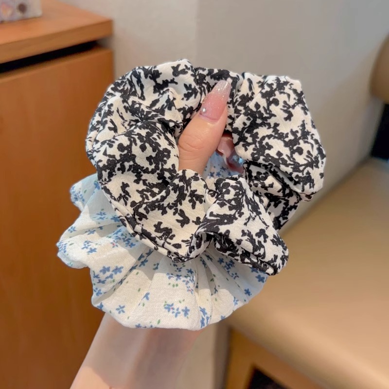 Niños coreanos ondulados puntos de flor gran intestino anillo de cabello de chicas de cabello de cuerda de cabello de cabello de cabeza de bola baja joyería de cabello de flores