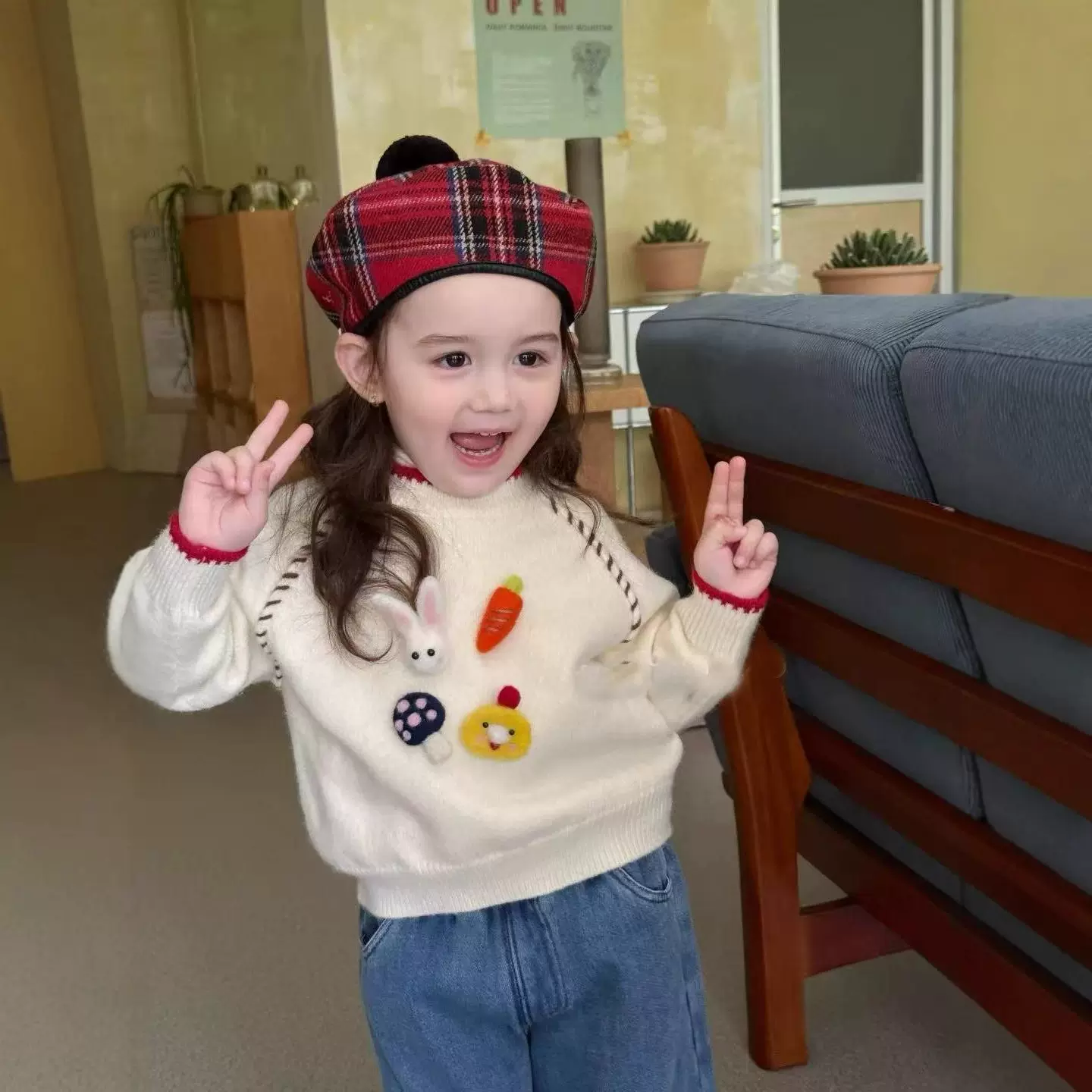 女童毛衣2025秋冬装新款韩版洋气宝宝套头针织毛线衫儿童加厚上衣