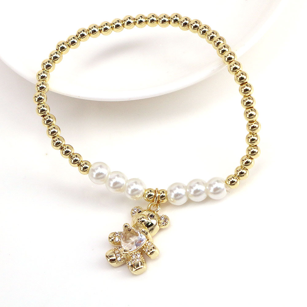 Fashion Bear Copper Gold Plated Artificial Gemstones Bracelets